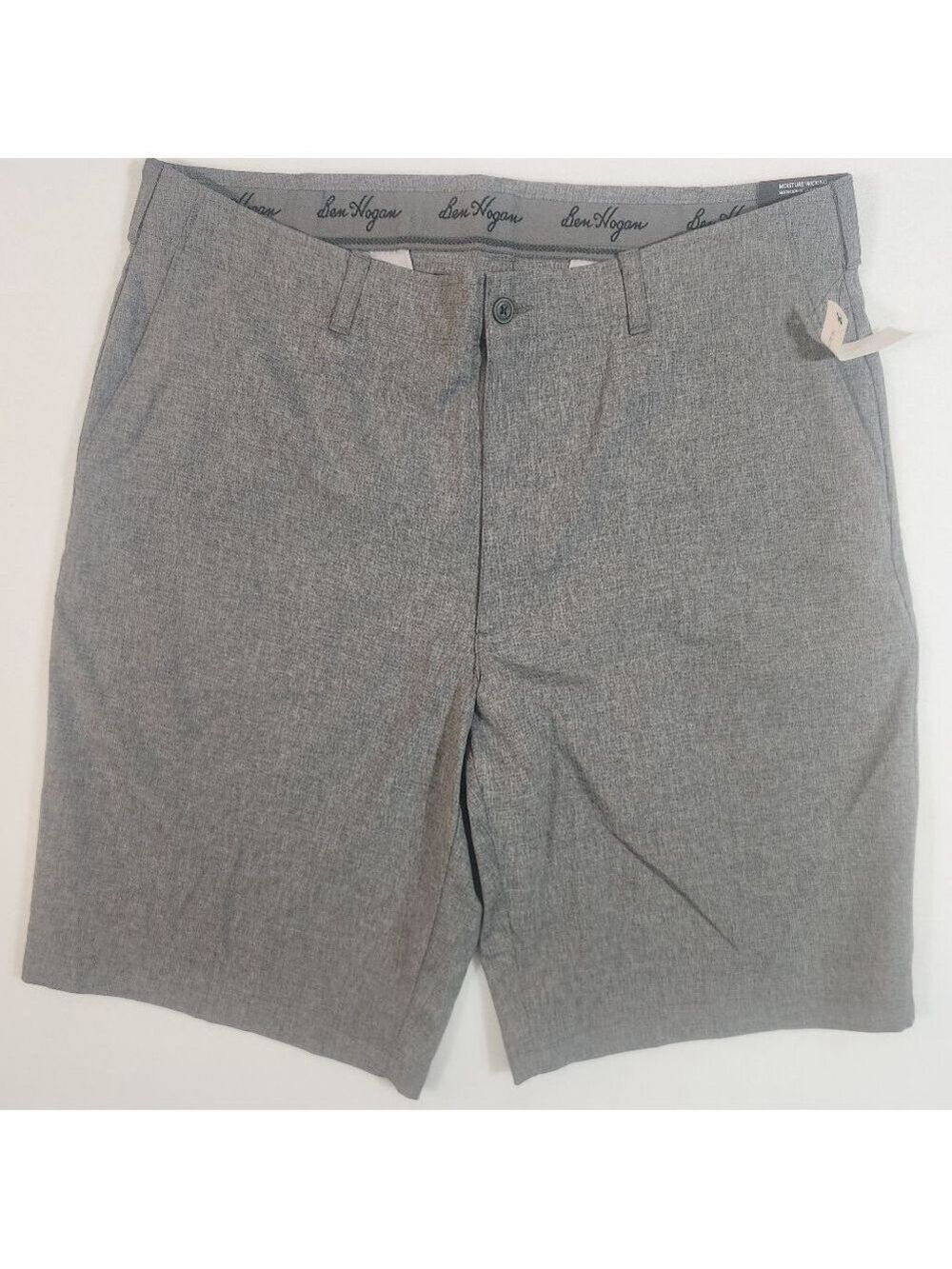 Men's Ben Hogan Medium Heather Grey Flat Front Performance Golf Shorts Waist 40